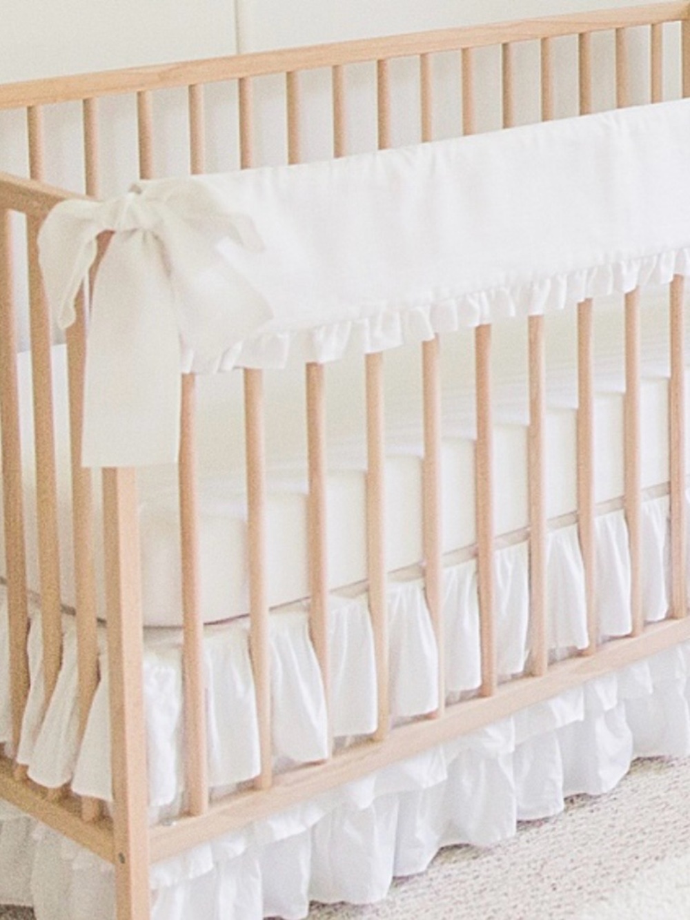 White Linen Crib Rail Cover
